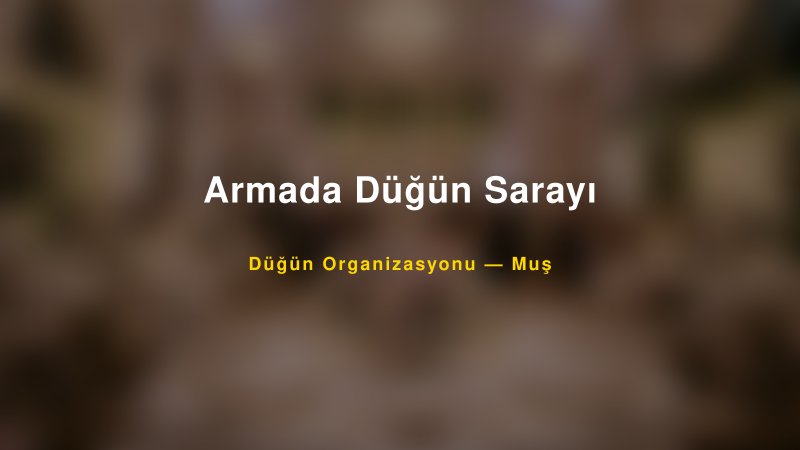 Armada Düğün Sarayı — Muş Kır Düğünü Mekanı Rehberi