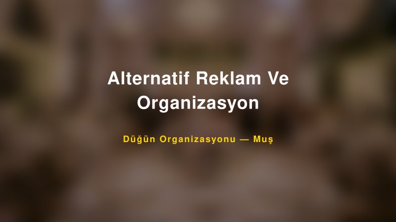 Alternatif Reklam Ve Organizasyon Muş Düğün Organizasyon Firması