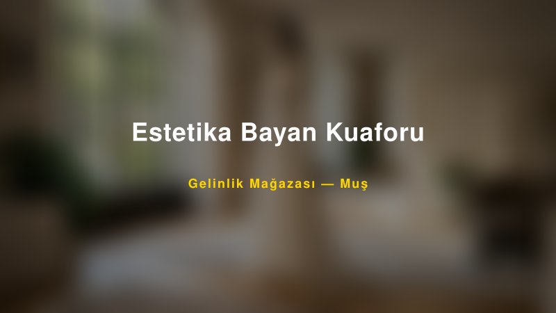Estetika Bayan Kuaforu — Muş Kır Düğünü Mekanı Rehberi